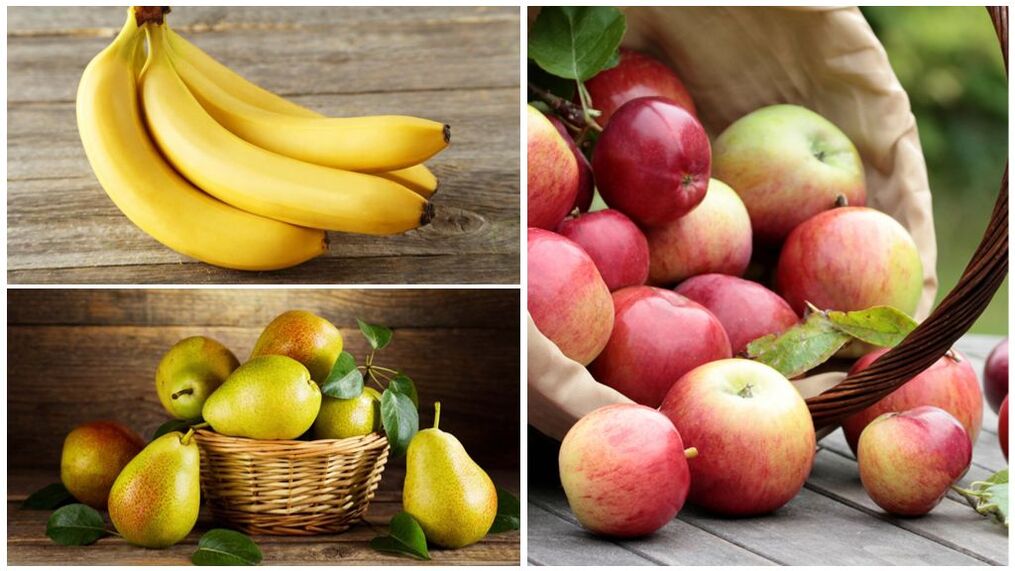 Bons fruits pour la goutte bananes, poires et pommes